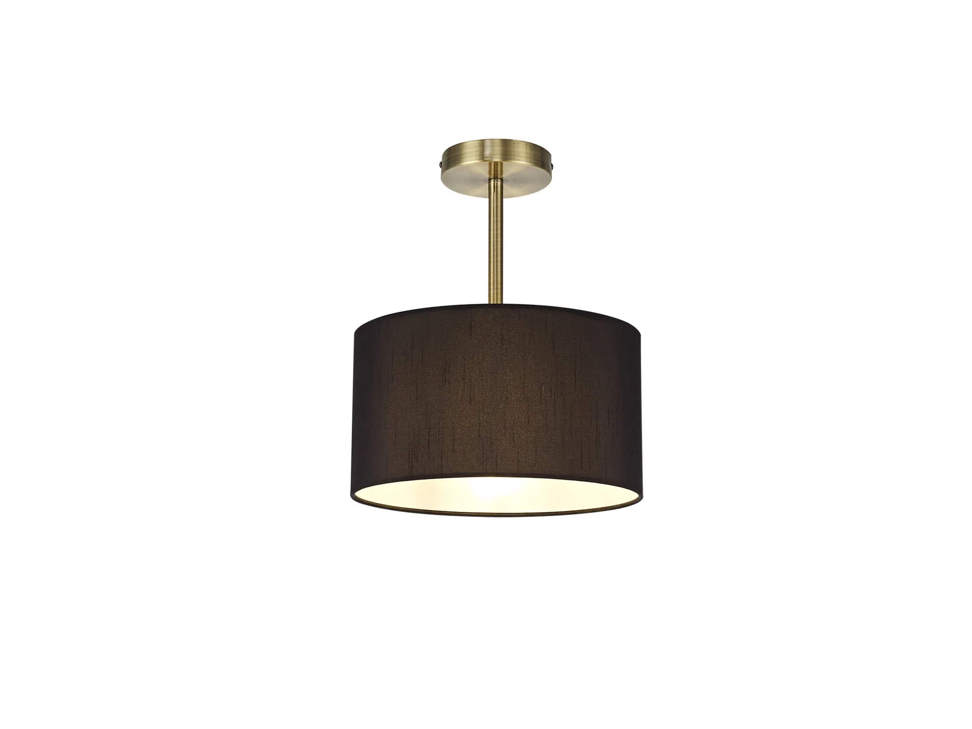 DK0165  Baymont 30cm Semi Flush 1 Light Antique Brass; Black